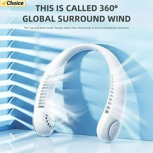 Portable Mini Home Summer Air-Cooled Neck Hanging Fan for Outdoor Sports, Running, Travel without Blades, Wearable USB Neck Stra